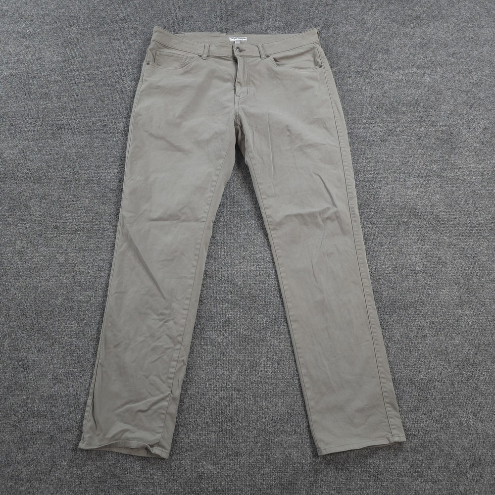 Peter Millar Pants Mens 35x32 Gray Signature Sateen Classic Stretch Chino Casual